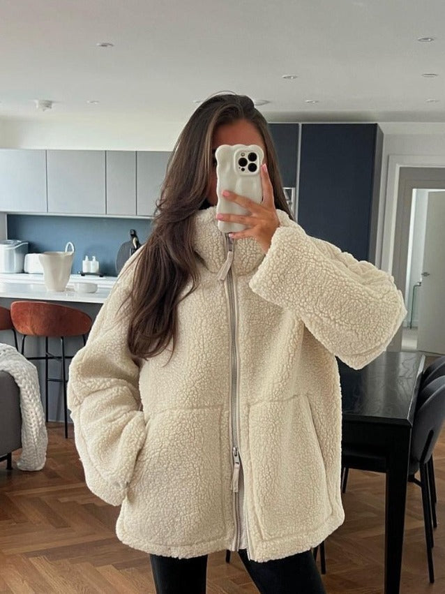 Women's Lamb Wool Turtleneck Woolen Coat