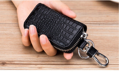 Leather Zipper Car Key Case