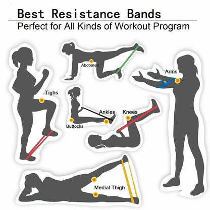 Motståndsband Loop Set med 5 träningspass CrossFit Fitness Yoga Booty Band