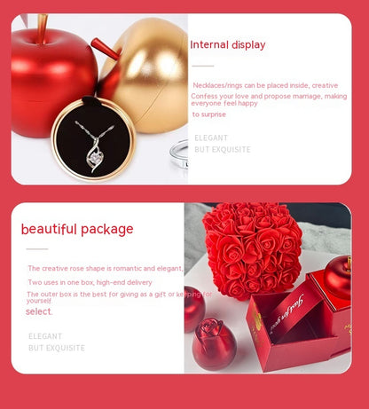 Saint Valentin Cadeau Savon Rose Coffret Cadeau Cristal Pendentif Collier Fleur Éternelle Coffret À Bijoux Cadeau D'anniversaire De Mariage Pour Petite Amie