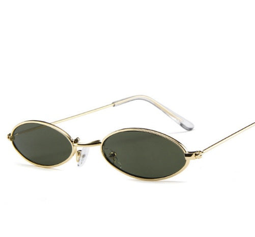 Metal Sunglasses Elliptical Sunglasses Small Frame Ocean Sunglasses Personality Glasses for Men and Women