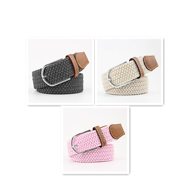 Women's Canvas Student Casual Stretch Braided Needle Buckle Belt - Youthful Confidence