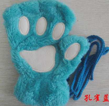 Vinter ljuvlig halv cover Paw Bear Cat Claw handskar Kort finger