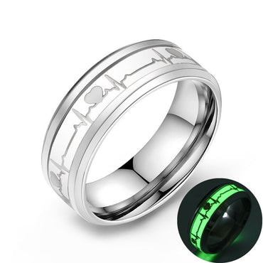 ECG Couple Carbon Fiber Ring Luminous Jewelry