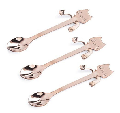 Cross-border 304 stainless steel spoon cartoon cat handle hanging coffee spoon