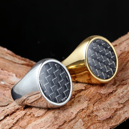 Popular Retro Carbon Fiber Titanium Steel Rings For Men And Women