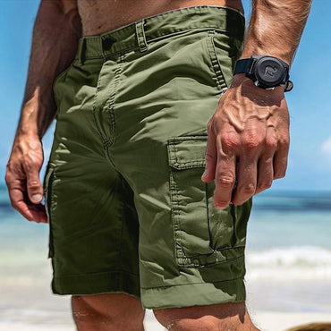 Men's Cargo Shorts Summer Multi-Pocket Button Zipper Pants With Pockers Fashion Beach Pants