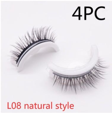 Återanvändbara 3D Mink Lashes naturliga falska ögonfransar Självhäftande falska limmar fria lass Makeup ögonfrans Extens Silk ögonfransar