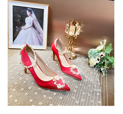 White Red Wedding Shoes Women