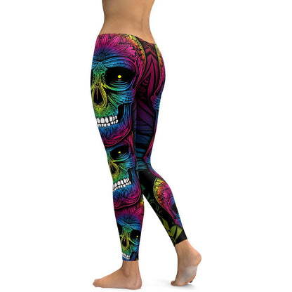 C it all Rainbow Skull Leggings - High Waist Plus Size Workout Pants