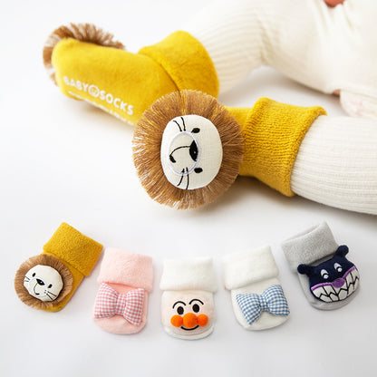 Bomull Baby Socks flickor pojkar gummi anti slipp golv tecknad kids