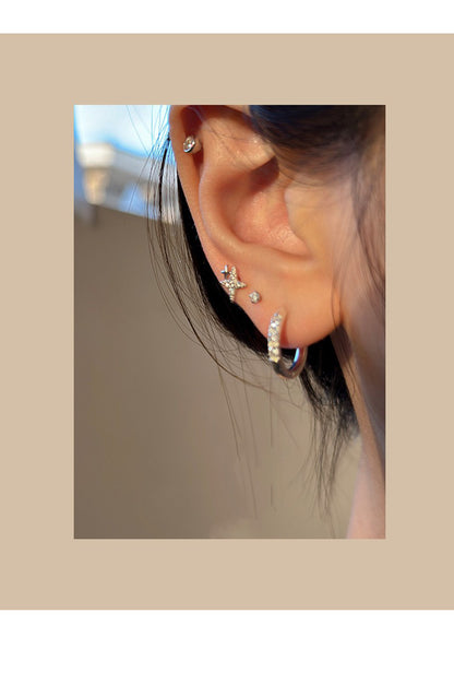 Geometric Rhinestone Zircon Ear Clip Women's Simple