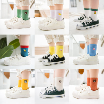 Embroidered striped baby socks cute animal baby cotton socks