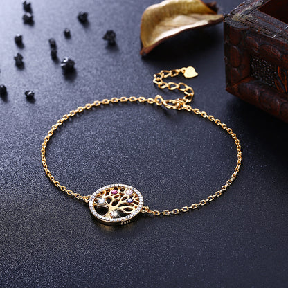 925 Sterling Silver Kristall Livsträd Armband För Kvinnor Festgåva Om Långt Armband Modesmycken SVH241
