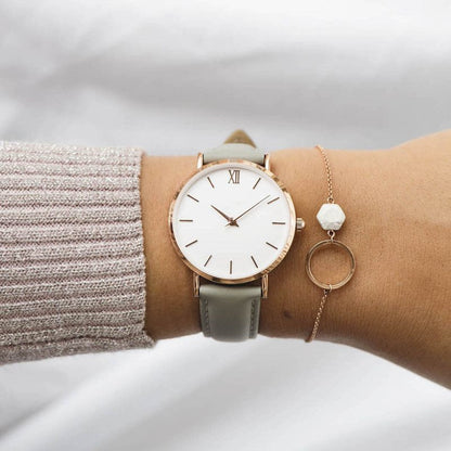 Montres à Quartz en cuir pour femmes, horloges à la mode