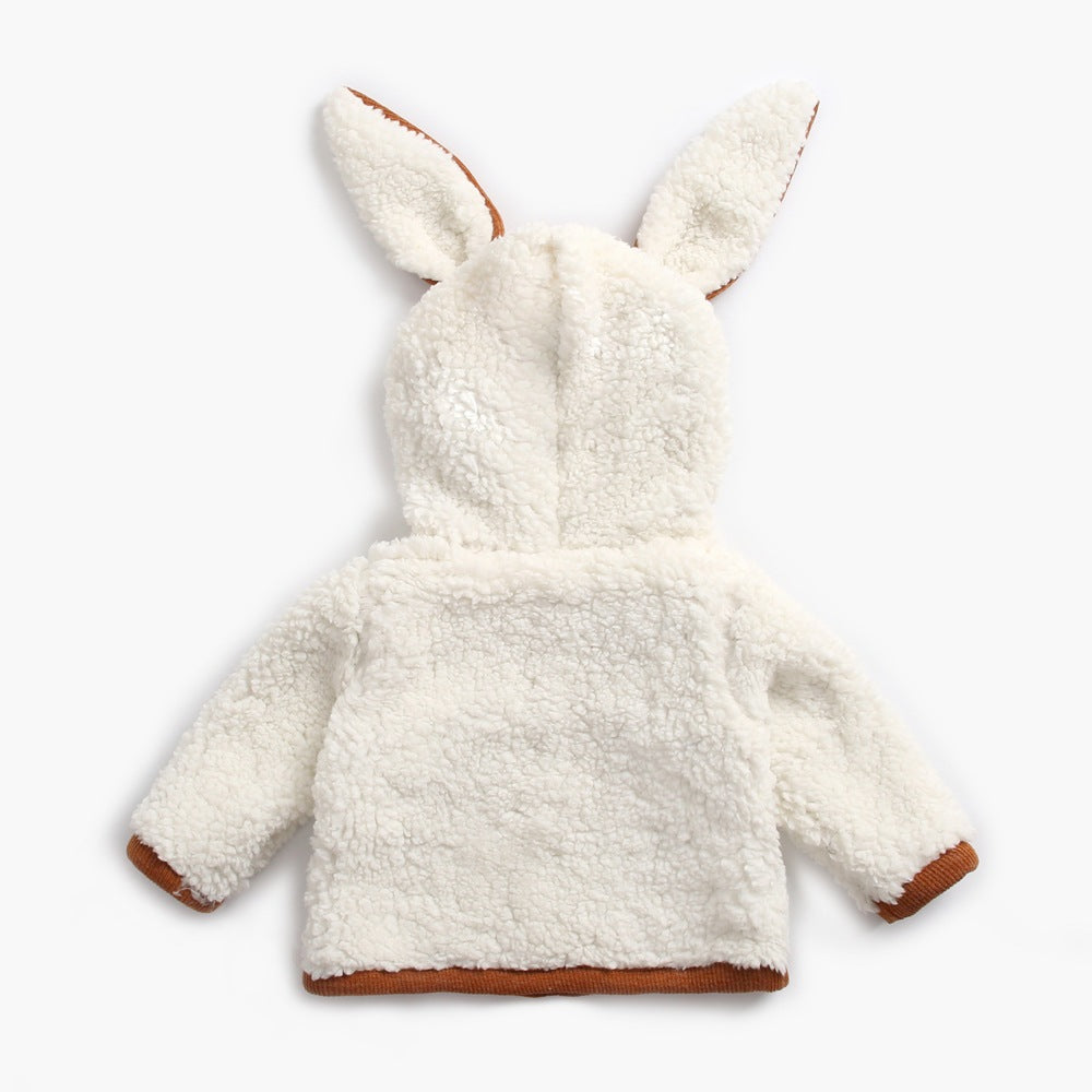 Veste rembourrée en velours pour enfants en forme de lapin d'automne et d'hiver