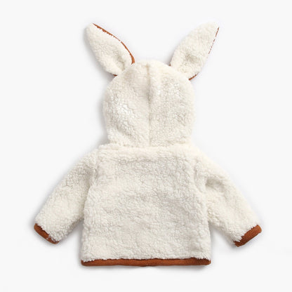 Veste rembourrée en velours pour enfants en forme de lapin d'automne et d'hiver