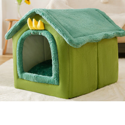 Maison pliable pour chien et chat, lit d'hiver pour chien, niche de sommeil, nid amovible, grotte chaude et fermée, canapé, fournitures pour animaux de compagnie