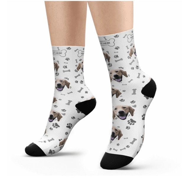 Personaliserad Custom Pet Head Print Socks för hundkat älskare