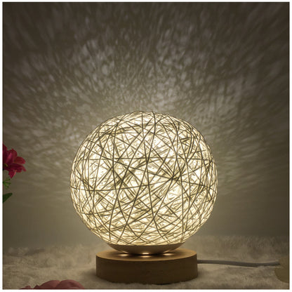 Amazon Hot säljning Creative linn Bordlampa Novel och Unik LED intelligent USB7 färg RGB16 färg fjärrkontroll Rattan Balla Lampa