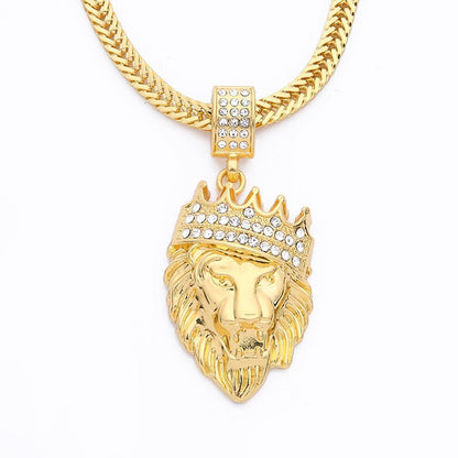 Collier pendentif tête de lion pour hommes