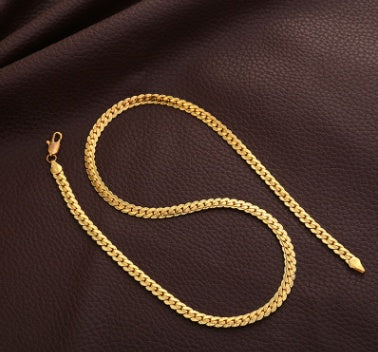 Män Halsband Gold Tone Snake Chain