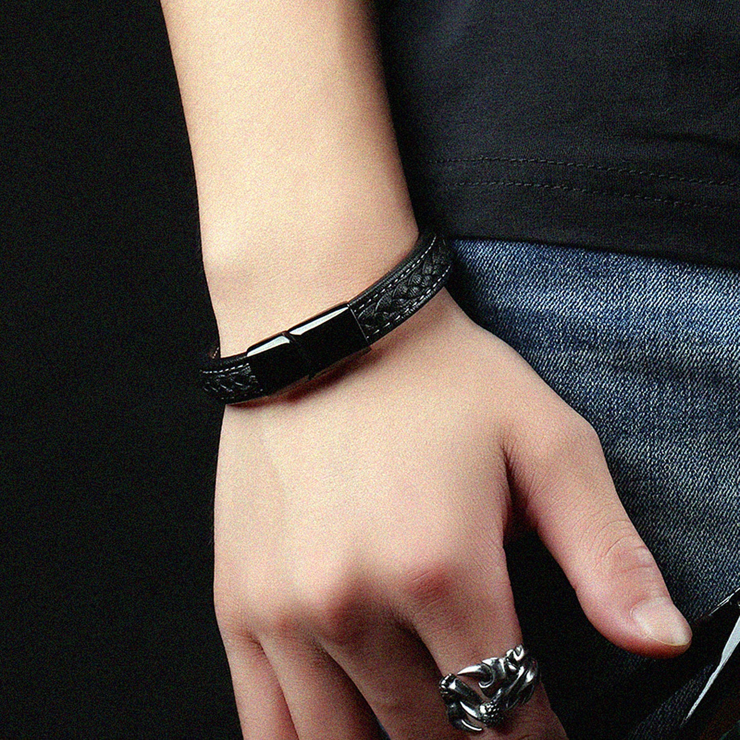 Bracelet en acier titane noir