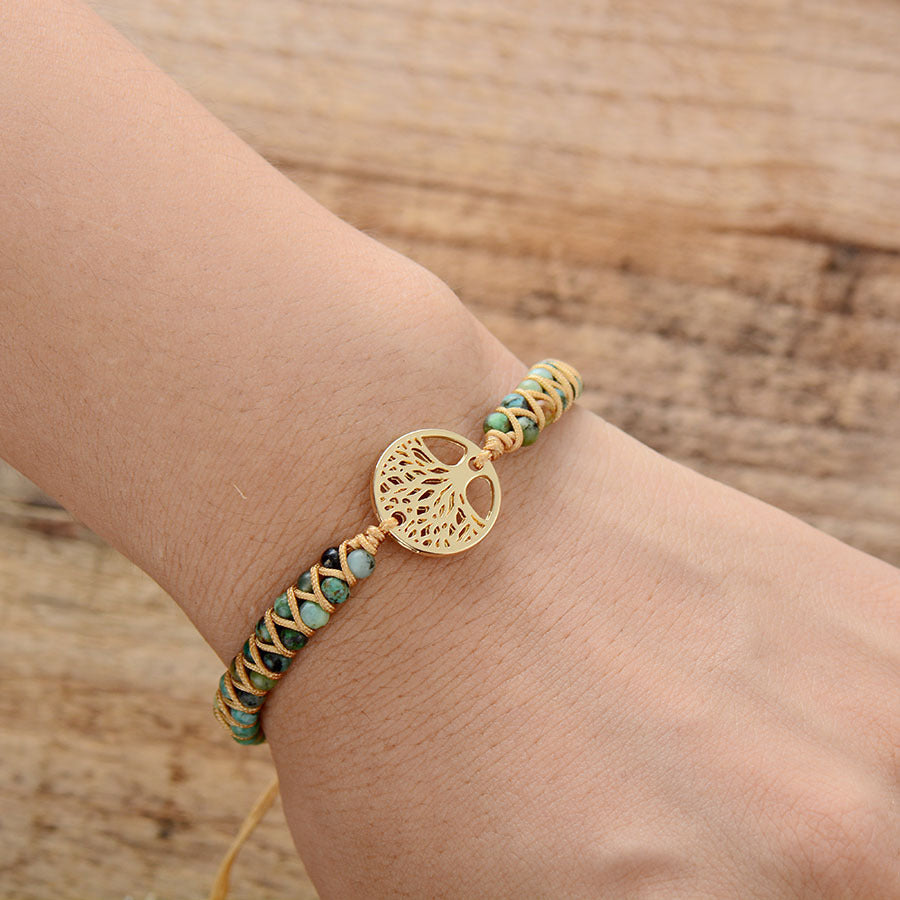 Natural stone hand-woven ladies bracelet