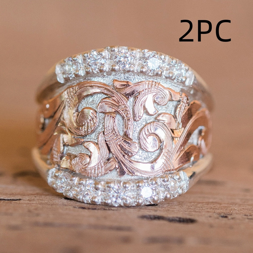 C it all Two-Tone Flower Petal Alloy Ring – US 6-10