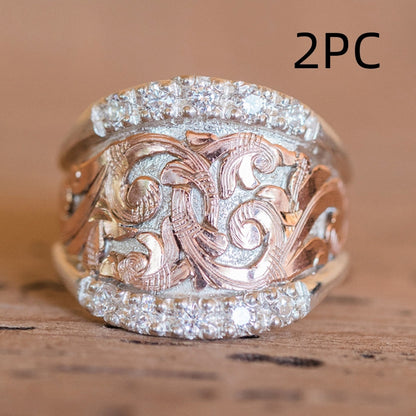 C it all Two-Tone Flower Petal Alloy Ring – US 6-10