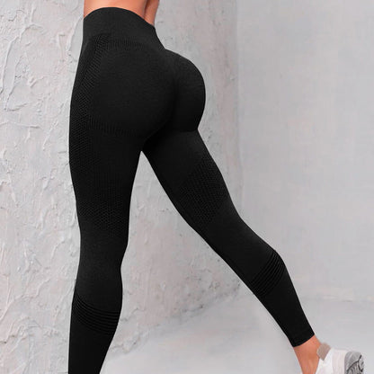 Sömlösa yogabyxor med hög midja för kvinnor Enfärgade prickrandiga tryck rumpa lyftande Leggings Fitness Löpning Sport Gym Legging outfits