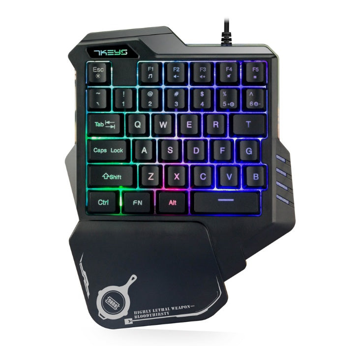 Enhands mekaniskt speltangentbord RGB bakgrundsbelyst bärbar mini-spelknappsats spelkontroll