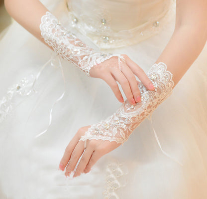 Bridal Wedding Dress Long Gloves Strappy Fingerless