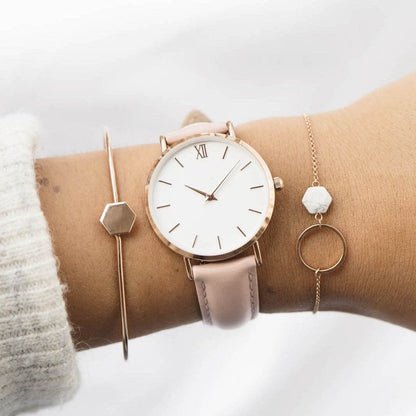 Montres à Quartz en cuir pour femmes, horloges à la mode