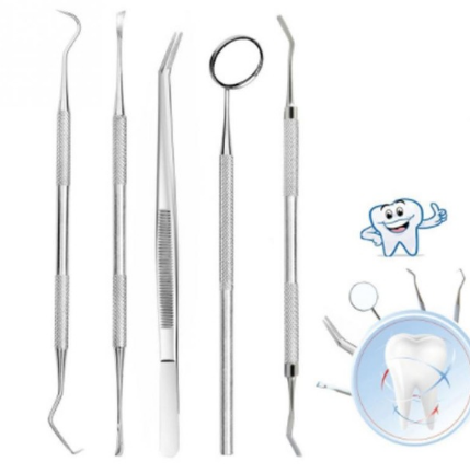 Ensemble d'outils dentaires en acier inoxydable, grattoir à dents, sculpture de cire, Kit d'outils de dentiste, pics de sonde Explorer, nettoyage des dents miroir, soins bucco-dentaires, 5 pièces