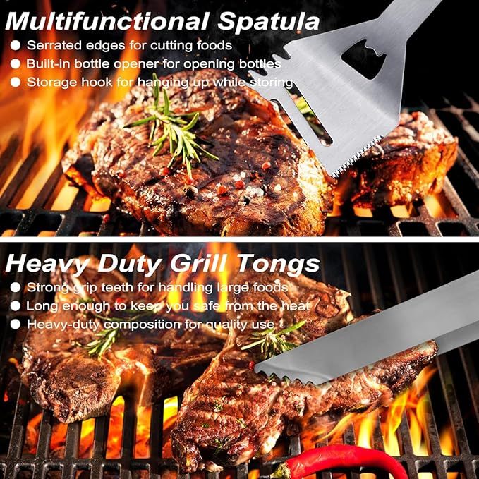 Holiday BBQ Grill Accessories - Stainless Steel Tools Set