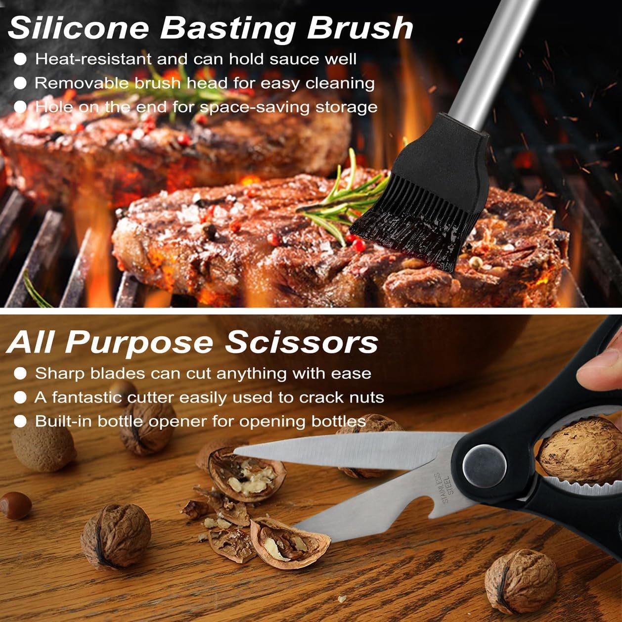 Holiday BBQ Grill Accessories - Stainless Steel Tools Set
