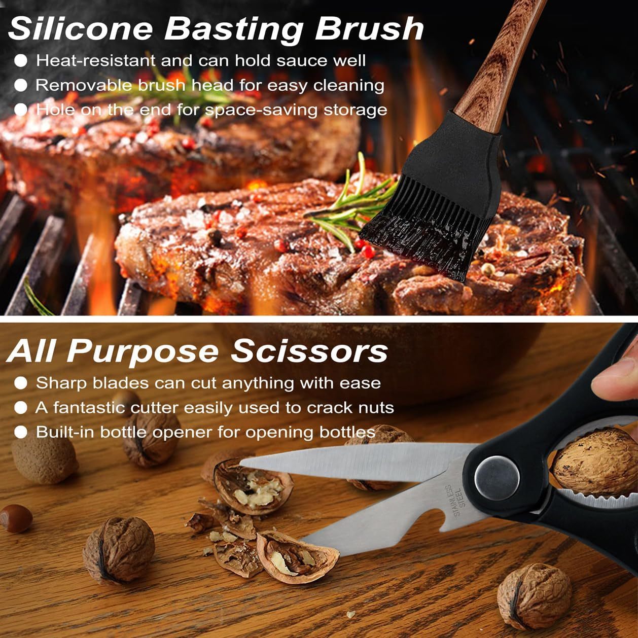 29 PCS BBQ Grill Accessories Stainless Steel BBQ Tools Grilling Tools Set