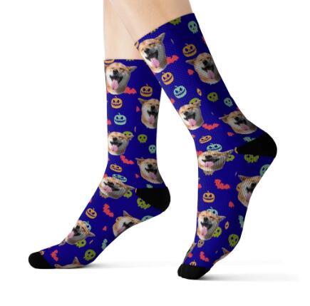 Personaliserad Custom Pet Head Print Socks för hundkat älskare