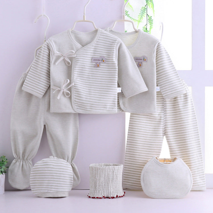 Vêtements pour bébé sept pièces, sous-vêtements pour nouveau-nés en coton couleur