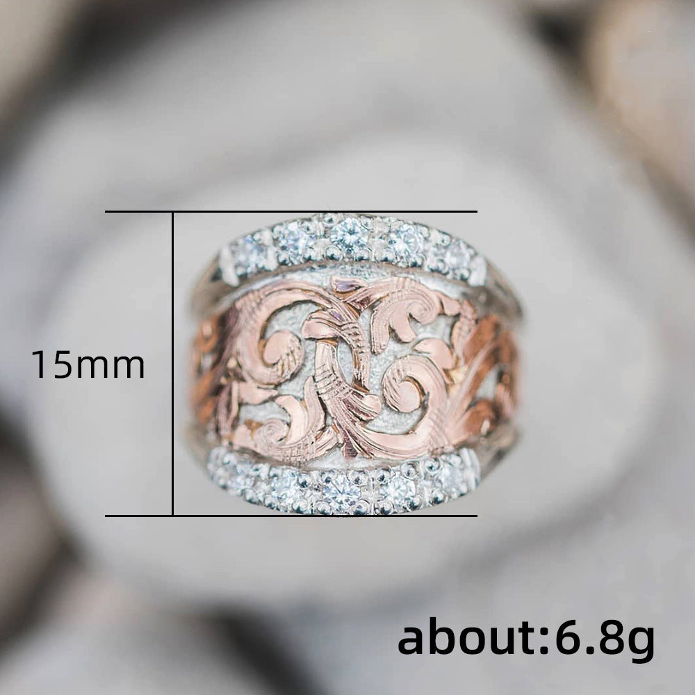 C it all Two-Tone Flower Petal Alloy Ring – US 6-10