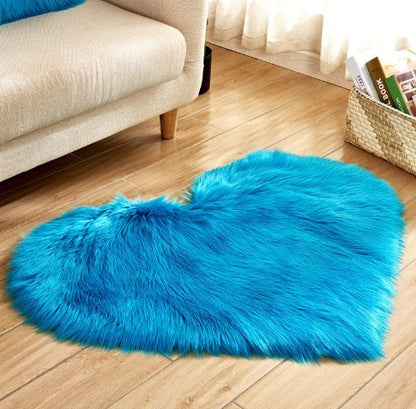 Pure Color Heart-Shaped Woolen Carpet Floor Mat Mattress Blanket Sofa Cushion Plush Living Room Tea Table Sofa Bedroom Carpet