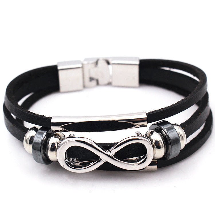 PH18 ventes directes Europe et États-Unis bracelet en cuir rétro pour hommes en cuir neutre non traditionnel bracelet 8 mots symbole illimité