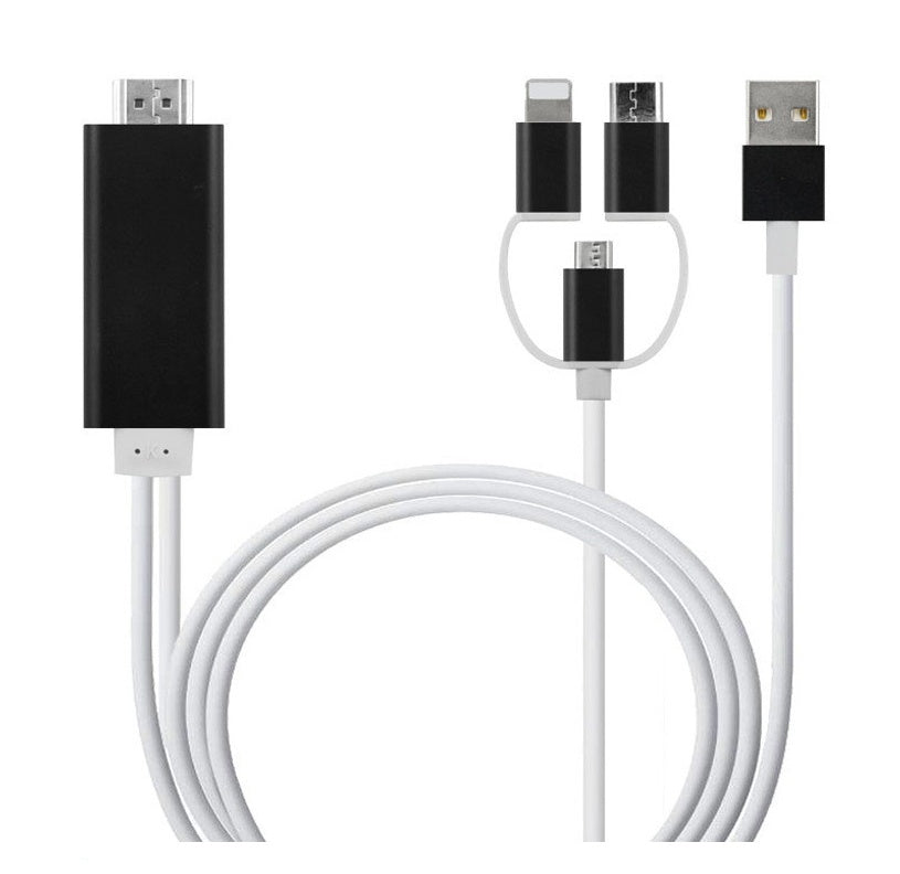 USB 1080P 2M 8 stift till HDMI TV AV-adapterkabel för iPhone 5 6 6S 7 7 Plus