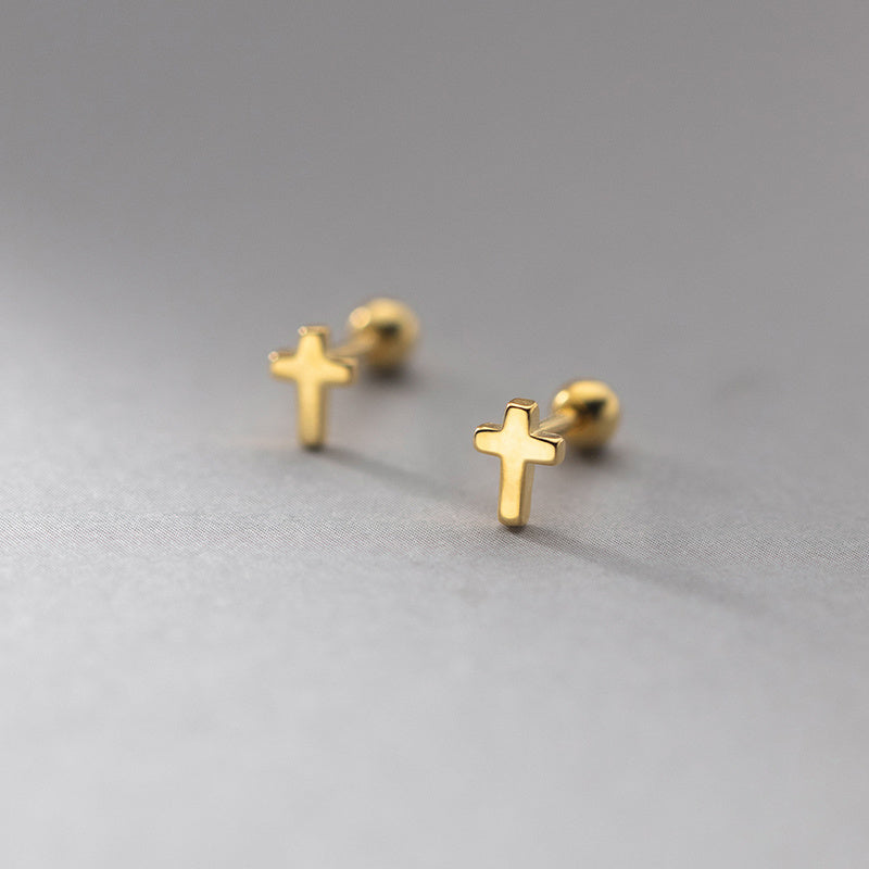 S925 Sterling Silver Stud Cross For Women