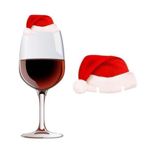 10Pcs / Lot papper Röd Jul hatt Vin Champagne Tipple Cup kort Jul Party Bord Inredning DIY dekorationer för hemmat