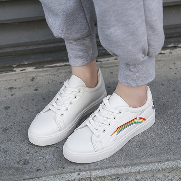 Rainbow white shoes women