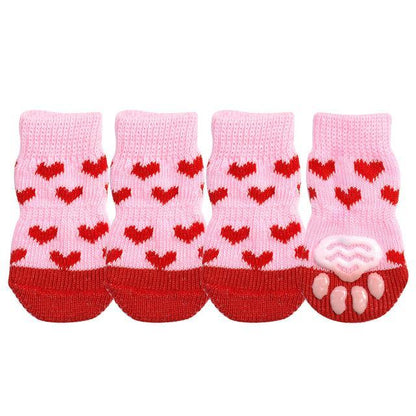 Pet Knit Skid Warm Love Cotton Socks