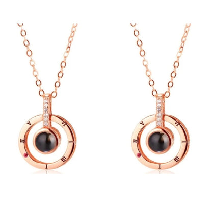 Mode 100 langues je t'aime Projection Couple pendentif rond romantique amour mémoire amoureux de mariage collier cadeaux 