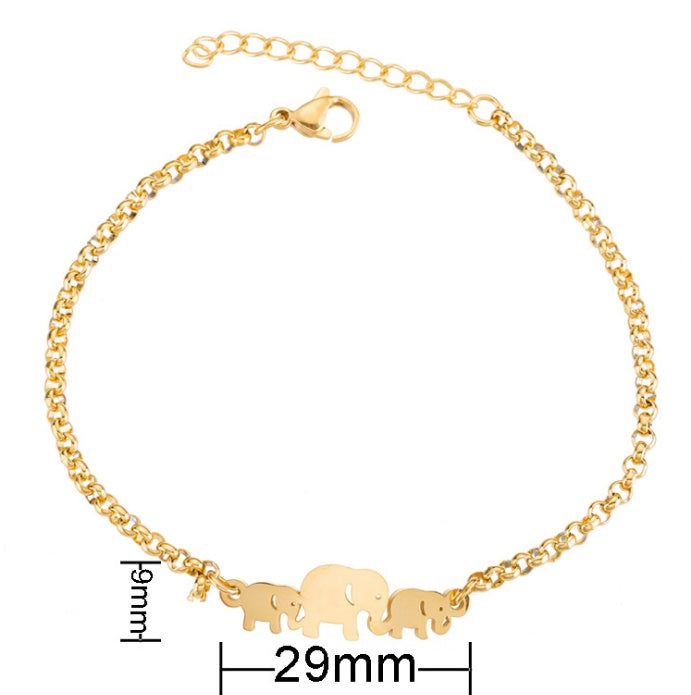 Guldfärgade Charms Armband Femme Rostfritt Stål Dam Smycken Tur Origami Elefantarmband Vänskapsgåvor